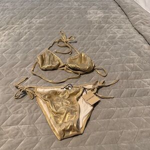 NWT, Burberry Gold Bikini Set